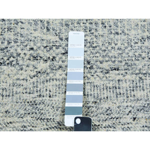 12'x15' Storm Gray, Undyed Natural Wool, Tone On Tone, Hand Knotted, Modern Grass Design, Oversized Oriental Rug FWR479190