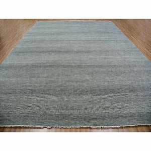 12'1"x15'1" Peppercorn Gray, Borderless, Undyed All Wool And Hand Knotted Grass Design, Tone On Tone, Modern Oversized Oriental Rug FWR479208