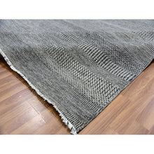 Load image into Gallery viewer, 12&#39;1&quot;x15&#39;1&quot; Peppercorn Gray, Borderless, Undyed All Wool And Hand Knotted Grass Design, Tone On Tone, Modern Oversized Oriental Rug FWR479208