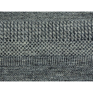 12'1"x15'1" Peppercorn Gray, Borderless, Undyed All Wool And Hand Knotted Grass Design, Tone On Tone, Modern Oversized Oriental Rug FWR479208
