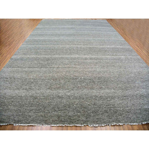 12'x17'10" Anchor Gray, Modern Grass Design, Natural Wool, Tone On Tone, Hand Knotted, Oversized Oriental Rug FWR479214