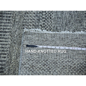 12'x17'10" Anchor Gray, Modern Grass Design, Natural Wool, Tone On Tone, Hand Knotted, Oversized Oriental Rug FWR479214