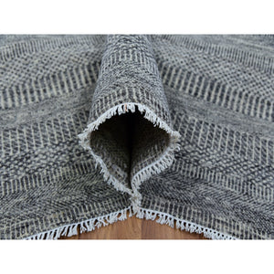 6'1"x9'1" Westchester Gray, Undyed Extra Soft Wool, Hand Knotted Modern Grass Design, Tone On Tone, Oriental Rug FWR479262