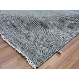 6'1"x9'1" Westchester Gray, Undyed Extra Soft Wool, Hand Knotted Modern Grass Design, Tone On Tone, Oriental Rug FWR479262
