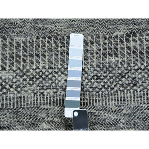 6'1"x9'1" Westchester Gray, Undyed Extra Soft Wool, Hand Knotted Modern Grass Design, Tone On Tone, Oriental Rug FWR479262