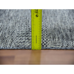 6'1"x9'1" Westchester Gray, Undyed Extra Soft Wool, Hand Knotted Modern Grass Design, Tone On Tone, Oriental Rug FWR479262