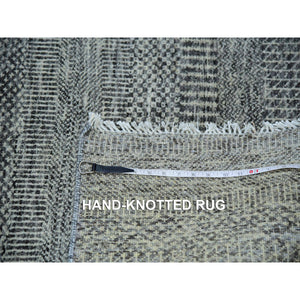 6'1"x9'1" Westchester Gray, Undyed Extra Soft Wool, Hand Knotted Modern Grass Design, Tone On Tone, Oriental Rug FWR479262