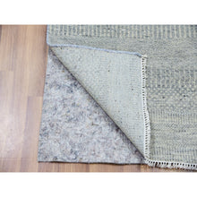 Load image into Gallery viewer, 2&#39;7&quot;x12&#39;4&quot; Mindful Gray, Tone On Tone, Undyed Vibrant Wool Hand Knotted, Modern And Grass Design, Runner Oriental Rug FWR479268