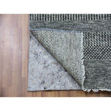 Load image into Gallery viewer, 2&#39;7&quot;x18&#39;5&quot; Wrought Iron Gray, Hand Knotted Modern Grass Undyed Natural Wool Design, Tone On Tone, XL Runner Oriental Rug FWR479274