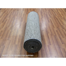 Load image into Gallery viewer, 2&#39;7&quot;x18&#39;5&quot; Wrought Iron Gray, Hand Knotted Modern Grass Undyed Natural Wool Design, Tone On Tone, Xl Runner Oriental Rug FWR479274