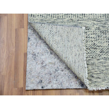 Load image into Gallery viewer, 2&#39;5&quot;x26&#39;3&quot; Wales Gray, Borderless Modern Tone on Tone Grass Design, Hand Knotted Undyed Organic Wool, Oriental XL Runner Rug FWR479280