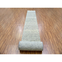 Load image into Gallery viewer, 2&#39;5x28&#39;4&quot; Secret Gray, Undyed Extra Soft Wool, Modern Xl Runner With Hand-knotted Grass Design, Oriental Rug FWR479292