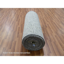 Load image into Gallery viewer, 2&#39;5x28&#39;4&quot; Secret Gray, Undyed Extra Soft Wool, Modern Xl Runner With Hand-knotted Grass Design, Oriental Rug FWR479292
