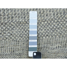 Load image into Gallery viewer, 2&#39;5&quot;x28&#39;5&quot; Sea Salt Gray, Modern Hand Knotted Shiny Undyed Wool With Grass Design, Oriental Tone On Tone Xl Runner Rug FWR479298