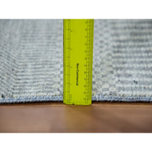 Load image into Gallery viewer, 2&#39;5&quot;x28&#39;5&quot; Sea Salt Gray, Modern Hand Knotted Shiny Undyed Wool With Grass Design, Oriental Tone On Tone Xl Runner Rug FWR479298