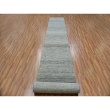 Load image into Gallery viewer, 2&#39;7&quot;x18&#39;4&quot; Sabre Gray, Modern Undyed Grass Design, Velvety and Soft Wool, Tone On Tone, XL Runner Oriental Rug FWR479310
