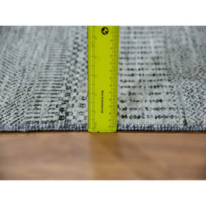2'7"x18'4" Sabre Gray, Modern Undyed Grass Design, Velvety and Soft Wool, Tone On Tone, XL Runner Oriental Rug FWR479310
