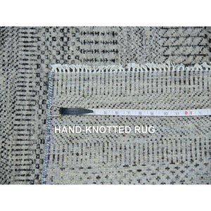 2'7"x18'4" Sabre Gray, Modern Undyed Grass Design, Velvety and Soft Wool, Tone On Tone, XL Runner Oriental Rug FWR479310