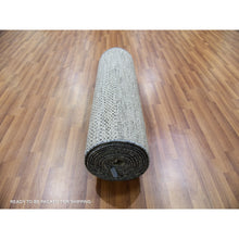 Load image into Gallery viewer, 2&#39;7&quot;x18&#39;4&quot; Sabre Gray, Modern Undyed Grass Design, Velvety and Soft Wool, Tone On Tone, XL Runner Oriental Rug FWR479310