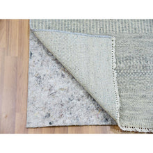 Load image into Gallery viewer, 2&#39;6&quot;x12&#39;4&quot; Dorian Gray, Modern Tone On Tone Grass Design, Undyed Velvety Wool, Hand Knotted, Runner Oriental Rug FWR479322