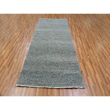 Load image into Gallery viewer, 4&#39;x10&#39;2&quot; Dovetail Gray, Modern Organic Undyed Wool Grass Design, Tone On Tone, Hand Knotted Wide Runner Oriental Rug FWR479334