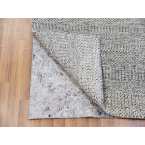 3'x5'2" Amherst Gray, Hand Knotted, Modern Grass Design, Tone On Tone, Pure Undyed Wool, Oriental Rug FWR479346