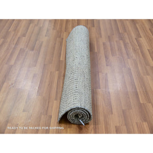 3'x5'2" Amherst Gray, Hand Knotted, Modern Grass Design, Tone On Tone, Pure Undyed Wool, Oriental Rug FWR479346
