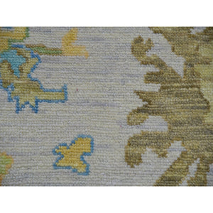 12'4"x14'10" Frost White, Lush Pile, 100% Wool, Colorful Oushak Weave, Soft To The Touch, Hand Knotted, Oversized, Oriental Rug FWR479382