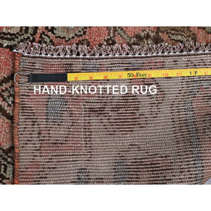 3'x9' Ash Gray, Horizontal Ombre Design, Pure Silk, Hand Knotted, Runner Oriental Rug FWR525720
