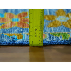 12'3"x15' Carolina Blue, 100% Wool, Colorful Oushak Weave with Bijar Design, Hand Knotted, Oversized, Oriental Rug FWR479418