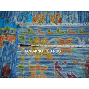 12'3"x15' Carolina Blue, 100% Wool, Colorful Oushak Weave with Bijar Design, Hand Knotted, Oversized, Oriental Rug FWR479418