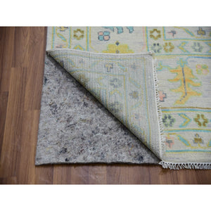 12'2"x17'10" Delicate White, Colorful Oushak Weave and Design, Vegetable Dyes, Hand Knotted, 100% Wool, Pastel Colors, Extra Large, Oriental Rug FWR479442