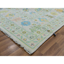Load image into Gallery viewer, 12&#39;2&quot;x17&#39;10&quot; Delicate White, Colorful Oushak Weave And Design, Vegetable Dyes, Hand Knotted, 100% Wool, Pastel Colors, Extra Large, Oriental Rug FWR479442