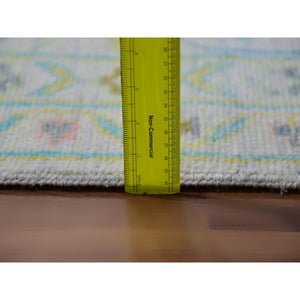 12'2"x17'10" Delicate White, Colorful Oushak Weave and Design, Vegetable Dyes, Hand Knotted, 100% Wool, Pastel Colors, Extra Large, Oriental Rug FWR479442
