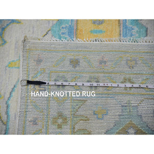 12'2"x17'10" Delicate White, Colorful Oushak Weave and Design, Vegetable Dyes, Hand Knotted, 100% Wool, Pastel Colors, Extra Large, Oriental Rug FWR479442