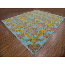 Load image into Gallery viewer, 12&#39;2&quot;x14&#39;9&quot; Powder Blue, Arts and Craft William Morris Design Inspired, 100% Wool, Lush Pile, Hand Knotted, Oversized, Oriental Rug FWR479466