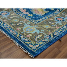 Load image into Gallery viewer, 12&#39;1&quot;x14&#39;10&quot; Ocean Blue, Oushak Weave and Design, Hand Knotted, 100% Wool, Oversized, Oriental Rug FWR479478