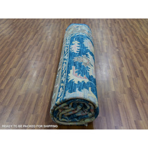 12'1"x14'10" Ocean Blue, Oushak Weave and Design, Hand Knotted, 100% Wool, Oversized, Oriental Rug FWR479478