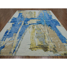 Load image into Gallery viewer, 12&#39;1&quot;x13&#39;10&quot; Floral White, Modern Abstract Design, Vegetable Dyes, 100% Wool, Hand Knotted, Oversized, Oriental Rug FWR479490