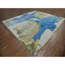 Load image into Gallery viewer, 12&#39;1&quot;x13&#39;10&quot; Floral White, Modern Abstract Design, Vegetable Dyes, 100% Wool, Hand Knotted, Oversized, Oriental Rug FWR479490