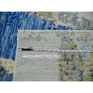 12'1"x13'10" Floral White, Modern Abstract Design, Vegetable Dyes, 100% Wool, Hand Knotted, Oversized, Oriental Rug FWR479490