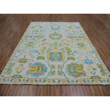 Load image into Gallery viewer, 8&#39;1&quot;x10&#39;4&quot; Spring White, Vegetable Dyes, Colorful Oushak Weave And Design, Hand Knotted, 100% Wool, Oriental Rug FWR479514