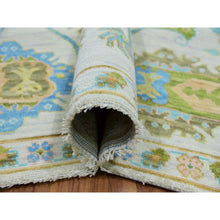 Load image into Gallery viewer, 8&#39;1&quot;x10&#39;4&quot; Spring White, Vegetable Dyes, Colorful Oushak Weave And Design, Hand Knotted, 100% Wool, Oriental Rug FWR479514