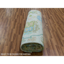 Load image into Gallery viewer, 8&#39;1&quot;x10&#39;4&quot; Spring White, Vegetable Dyes, Colorful Oushak Weave And Design, Hand Knotted, 100% Wool, Oriental Rug FWR479514