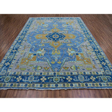 Load image into Gallery viewer, 9&#39;2&quot;x12&#39;2&quot; Denim Blue, Heriz Design, Soft To The Touch, Hand Knotted, 100% Wool, Vegetable Dyes, Oriental Rug FWR479556