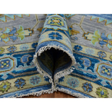 Load image into Gallery viewer, 9&#39;2&quot;x12&#39;2&quot; Denim Blue, Heriz Design, Soft To The Touch, Hand Knotted, 100% Wool, Vegetable Dyes, Oriental Rug FWR479556