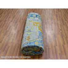 Load image into Gallery viewer, 9&#39;2&quot;x12&#39;2&quot; Denim Blue, Heriz Design, Soft To The Touch, Hand Knotted, 100% Wool, Vegetable Dyes, Oriental Rug FWR479556