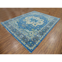 Load image into Gallery viewer, 9&#39;2&quot;x12&#39; Denim Blue, Soft To The Touch, Serapi Heriz, 100% Wool, Hand Knotted, Oriental Rug FWR479568