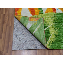 Load image into Gallery viewer, 9&#39;x12&#39;3&quot; Daisy White, Colorful Modern And Botanical Design, Hand Knotted, 100% Wool, Oriental Rug FWR479616