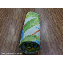 Load image into Gallery viewer, 9&#39;x12&#39;3&quot; Daisy White, Colorful Modern And Botanical Design, Hand Knotted, 100% Wool, Oriental Rug FWR479616